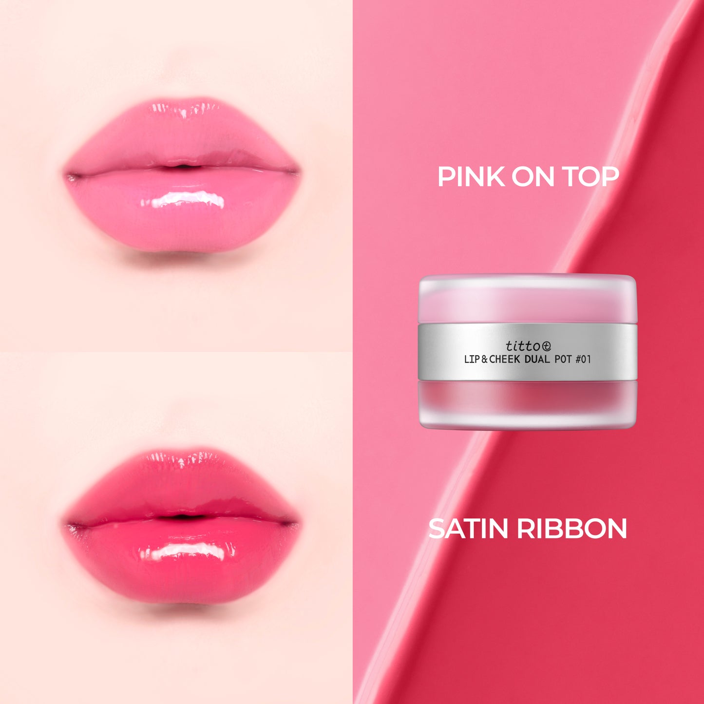 Satin ribbon &  Pink on top 01- kremowy tint do ust i policzków
