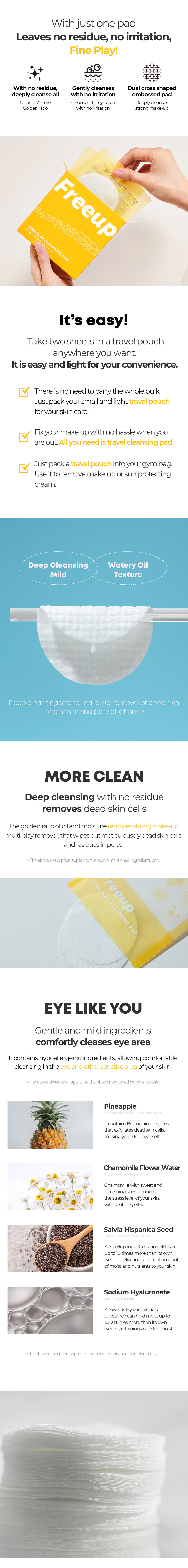 Fine Play Cleansing Pad – olejowe płatki do demakijażu, zestaw podróżny — infografika produktu