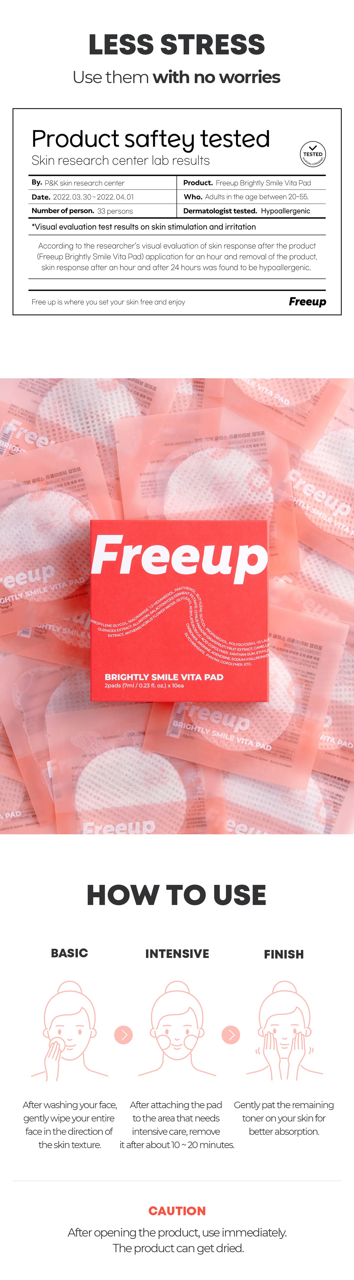 Brightly Smile Vita Pad  – rozświetlające płatki tonizujące z witaminami, zestaw podróżny — infografika produktu