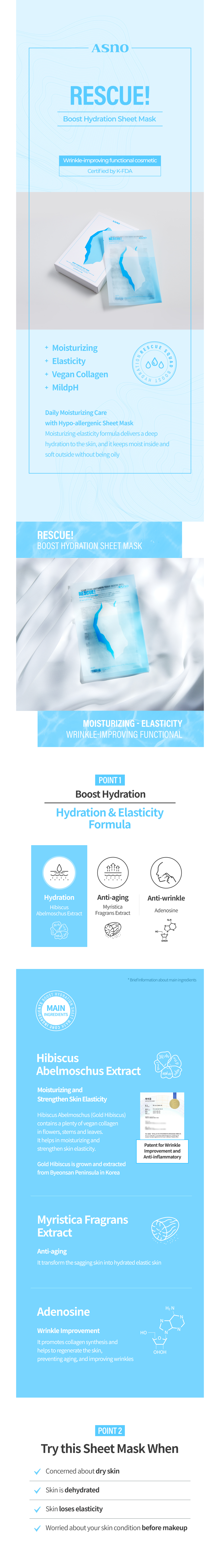 Rescue Boost Hydration Sheet Mask –  maska w płachcie z wodą kwiatową 1szt — infografika produktu