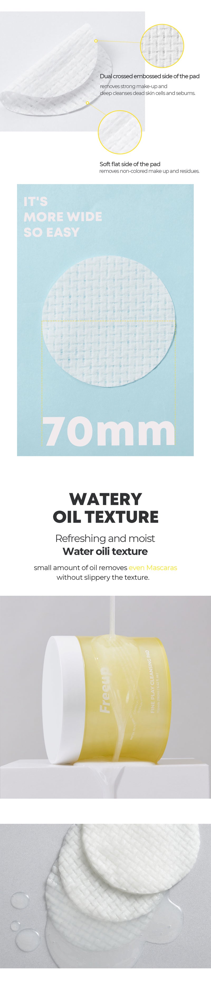 Fine Play Cleansing Pad – olejowe płatki do demakijażu i oczyszczania twarzy — infografika produktu