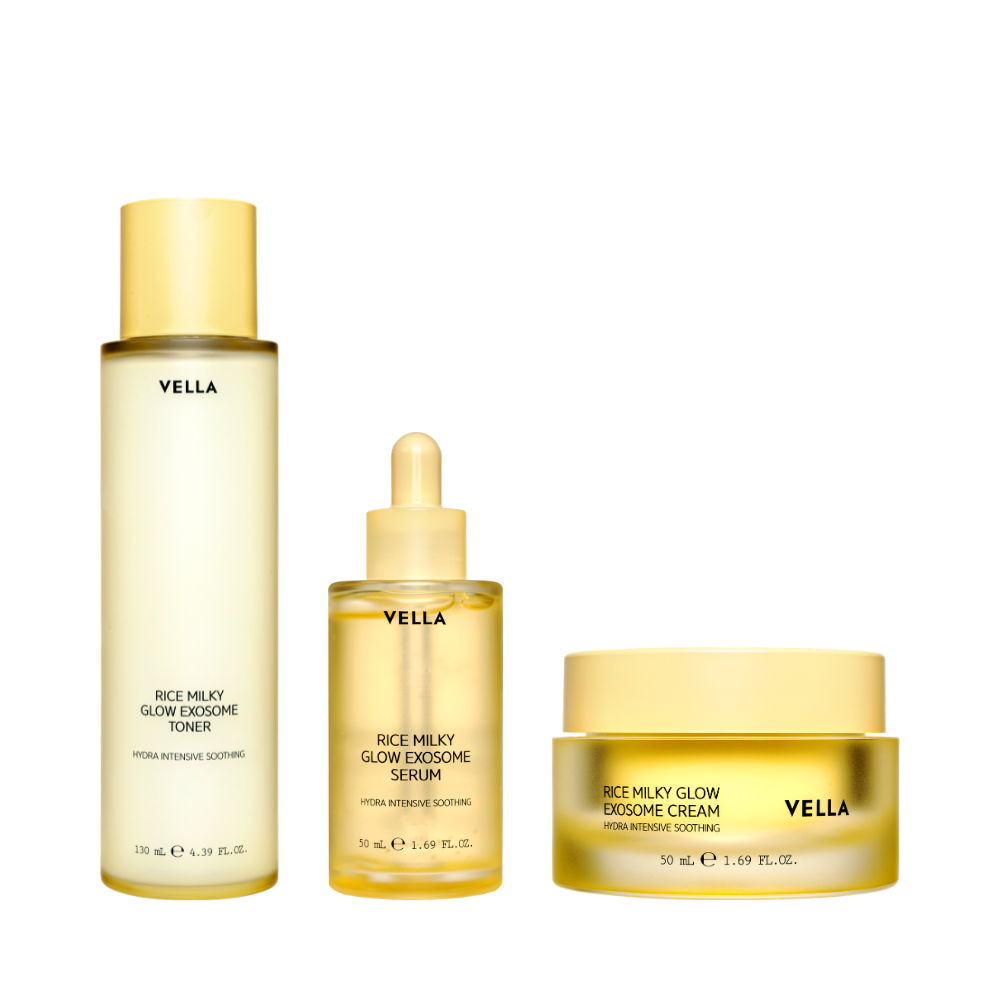Vella Rice Milky Glow tonik, serum i krem – zestaw koreańskiej pielęgnacji