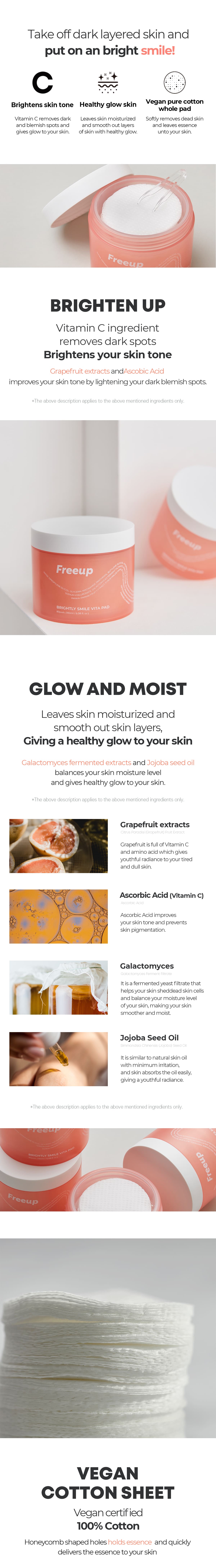 Brightly Smile Vita Pad – rozświetlające płatki tonizujące — infografika produktu